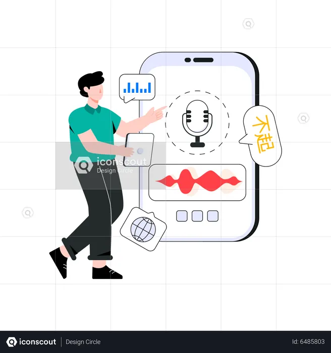 Man using speech recognition  Illustration