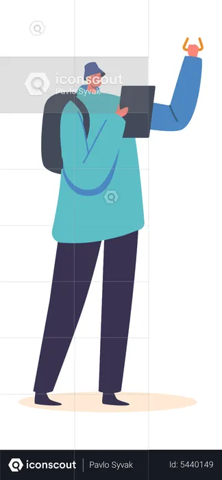 Man using Tablet in Public Transport  Illustration