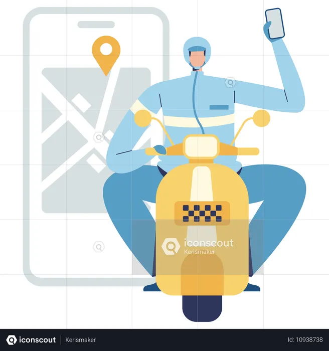 Man using taxi motorcycle app  Illustration