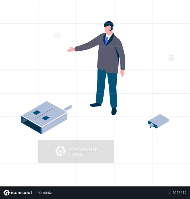 Man using USB cable  Illustration