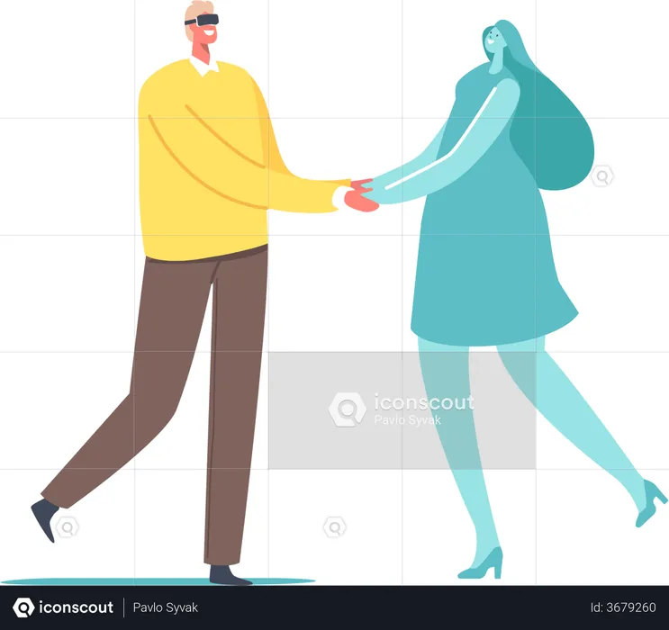 Man Using Virtual Dating  Illustration