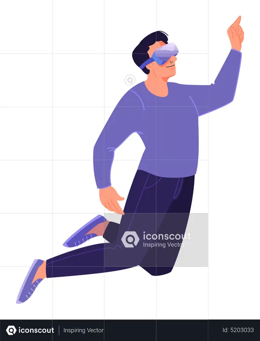 Man using virtual reality tech  Illustration