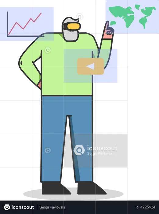 Man using Virtual Technology  Illustration