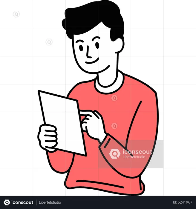 Man video calling on iPad  Illustration