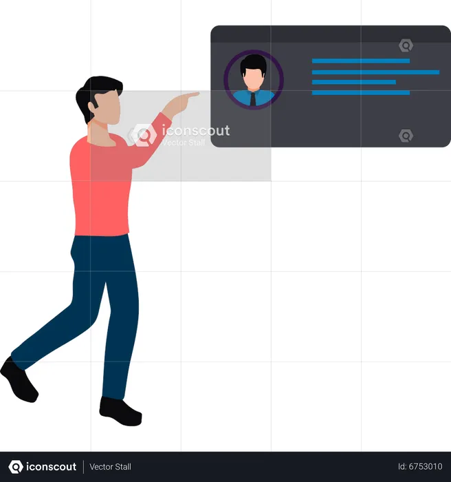 Man viewing user's profile  Illustration