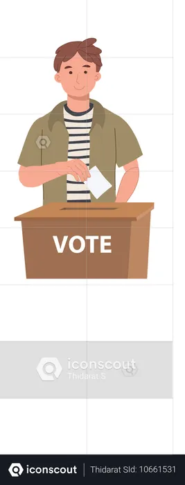 Man Voting at Polling Station and Civic Duty in Election Event  Illustration