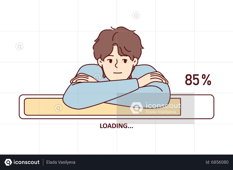 Man waiting for complete process  Illustration