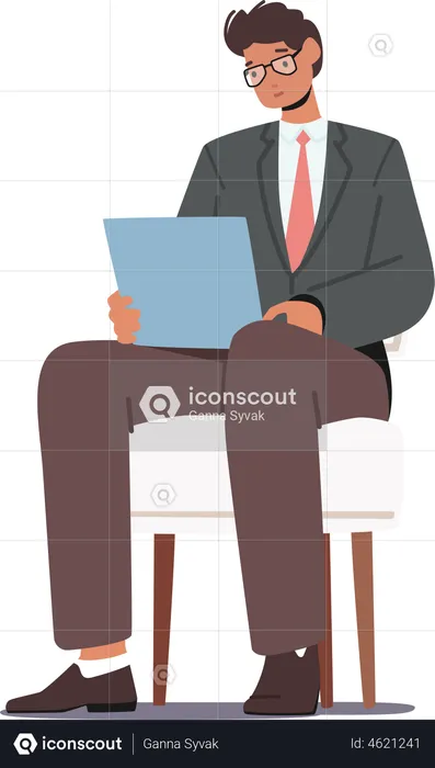 Man waiting for job Interview  Illustration