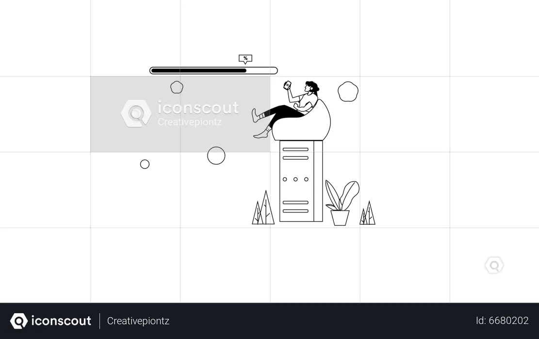 Man waiting for Loading server  Illustration