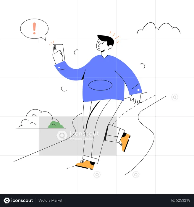 Man waiting Notification  Illustration