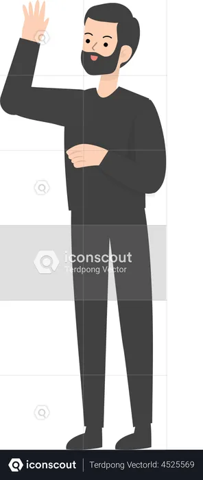 Man Waiving Hand  Illustration