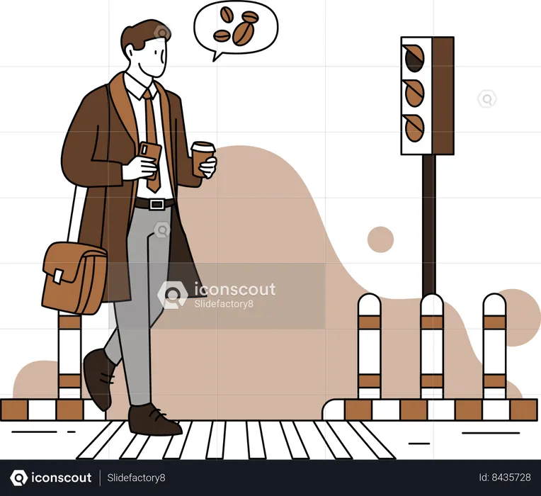 Man Walking and having coffee  Illustration