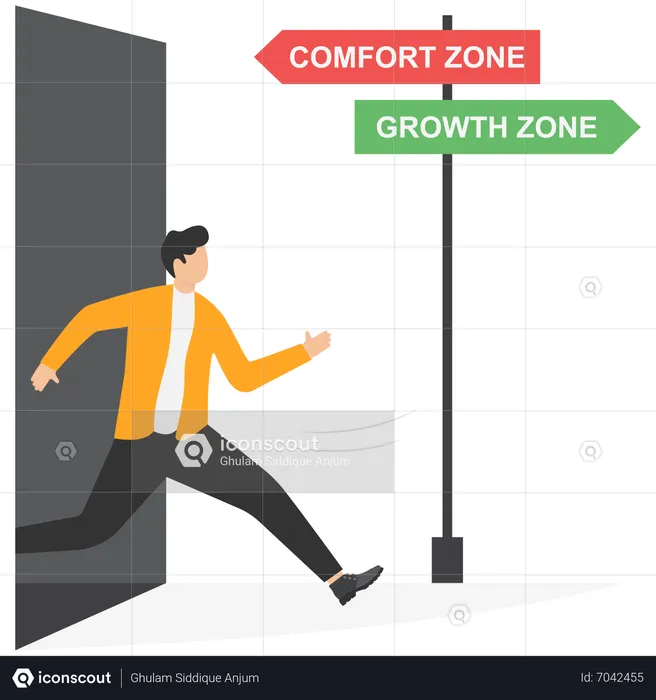 Man walking from comfort zone  Illustration