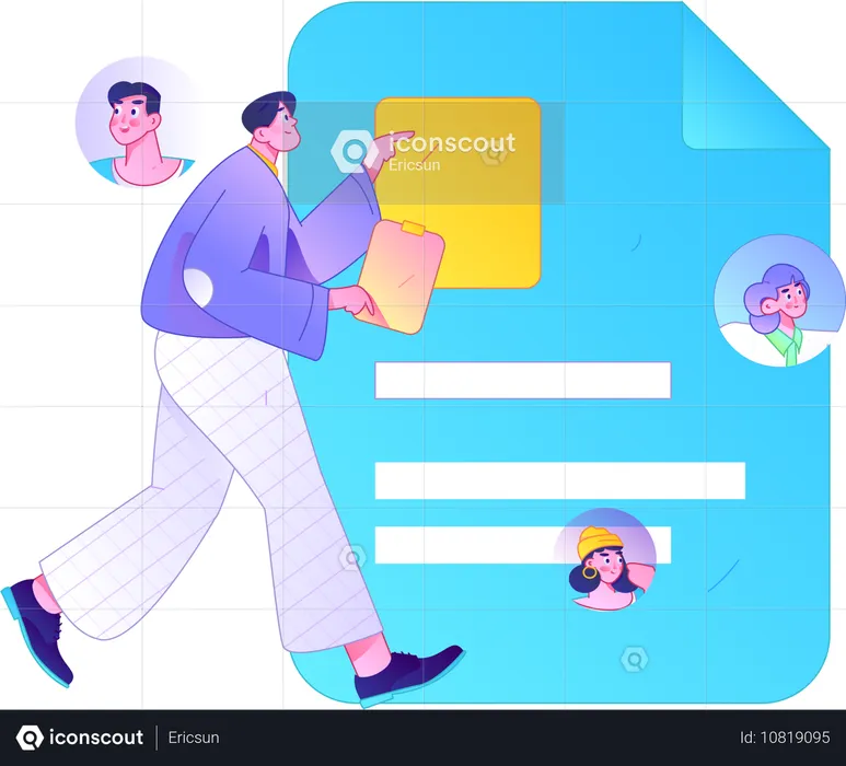 Man walking while pointing Web Based Application Form  Illustration