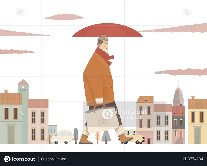 Man walking with bag  Illustration