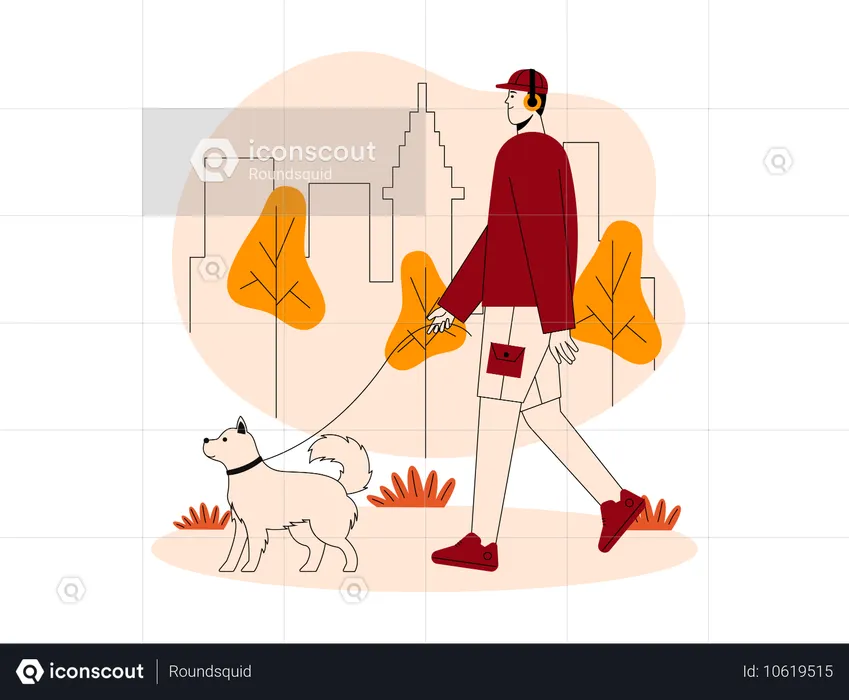 Man walking with dog  Illustration