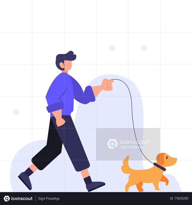 Man walking with dog  Illustration