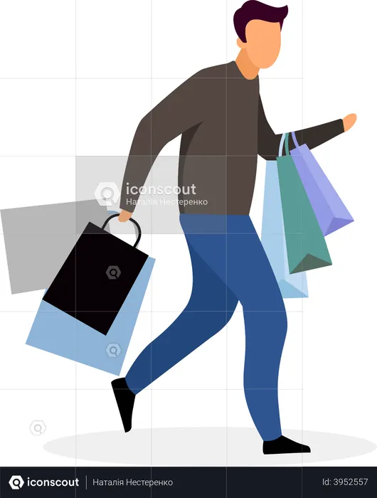 Man walking with shopping bags  Illustration
