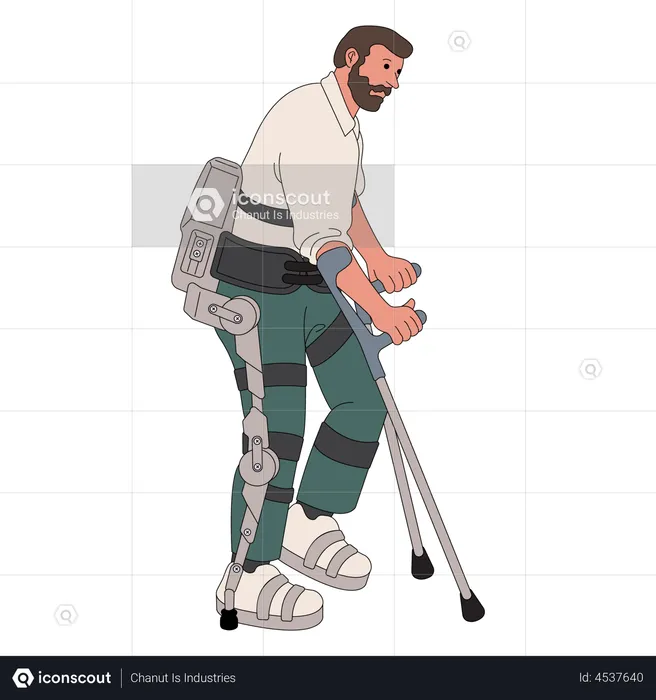 Man walking with walk aid device  Illustration