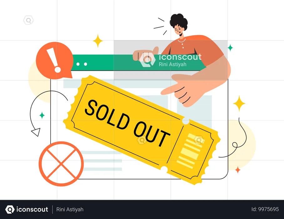 Man wanted to buy movie ticket which is sold out  Illustration