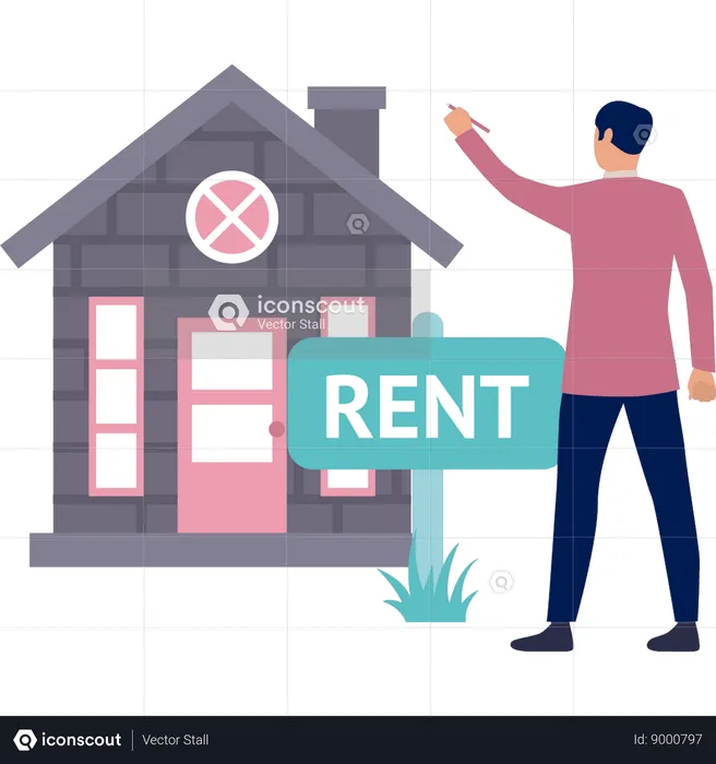 Man wants rented home  Illustration