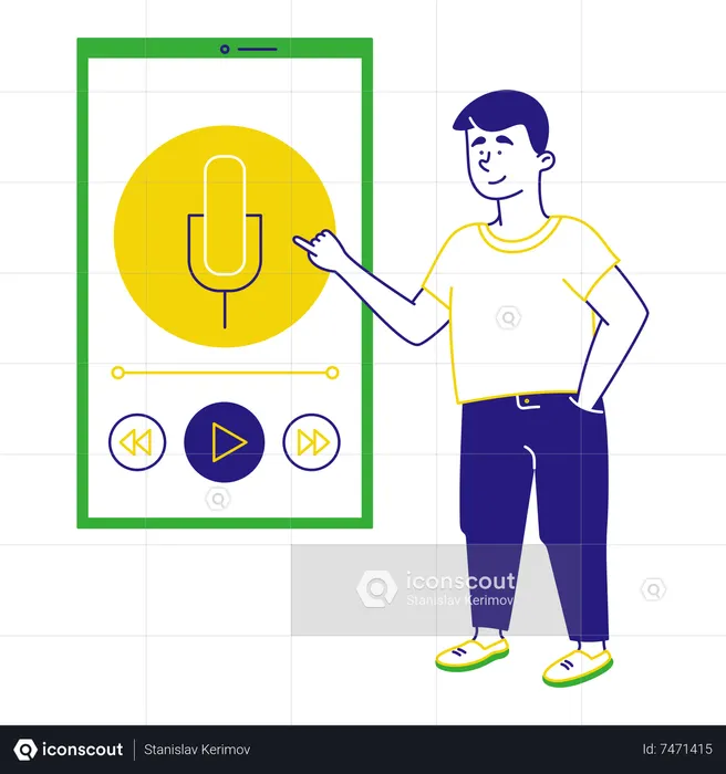 Man wants to record podcast  Illustration