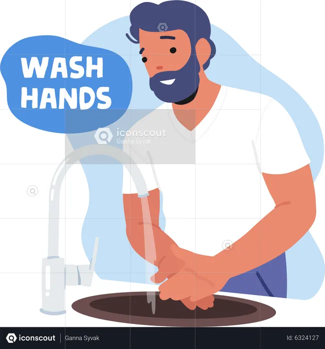 Man washing hands for personal hygiene  Illustration