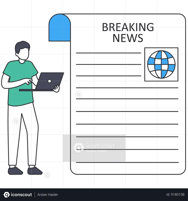 Man watching Breaking News  Illustration