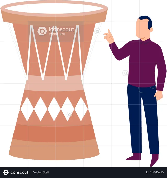 Man watching djembe  Illustration