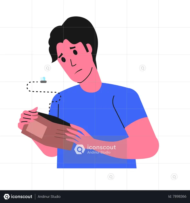 Man watching Empty Wallet  Illustration