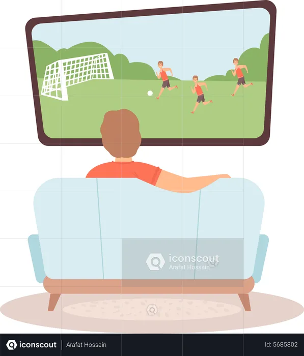 Man watching football match  Illustration