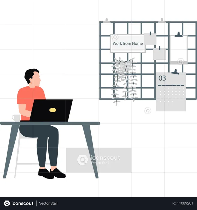 Man watching notice board  Illustration