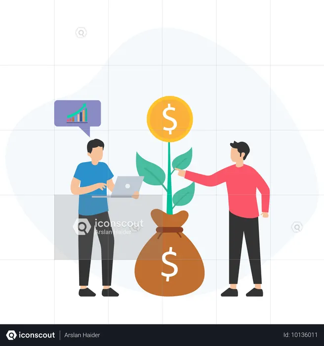 Man watching Profit Increase  Illustration
