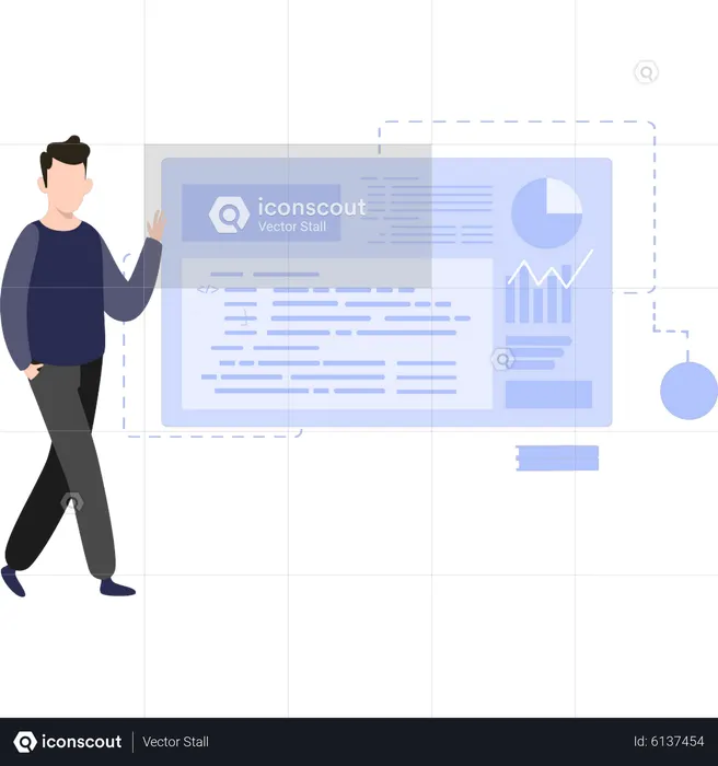 Man watching software programming  Illustration