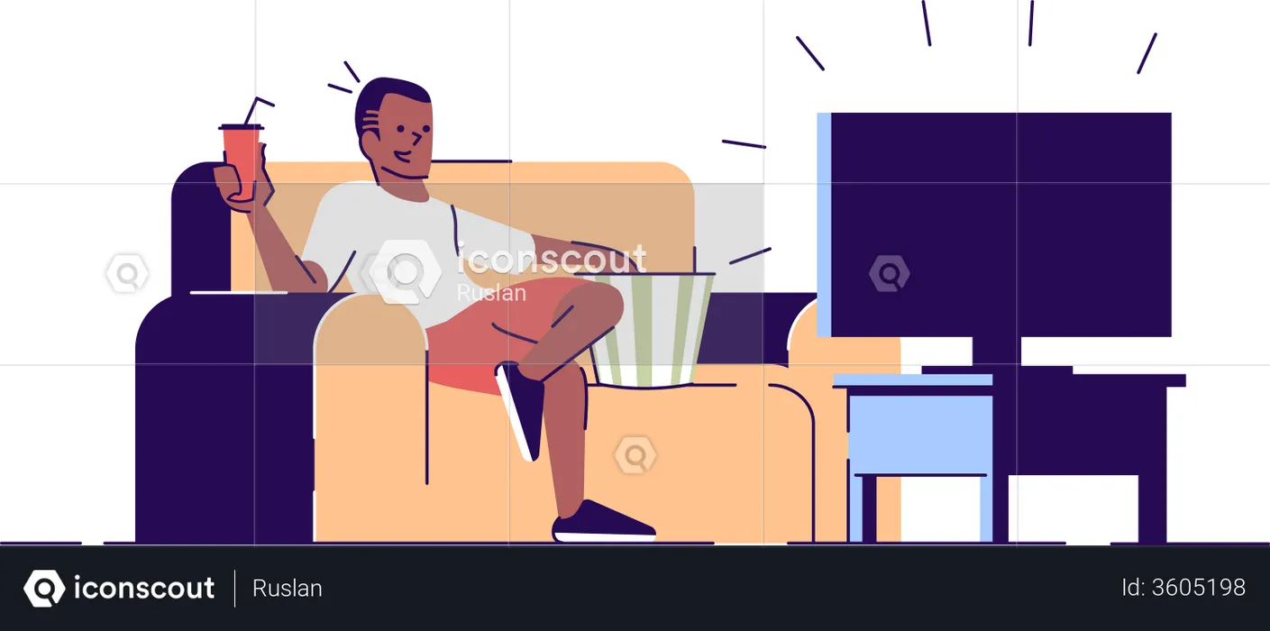 Man watching TV  Illustration