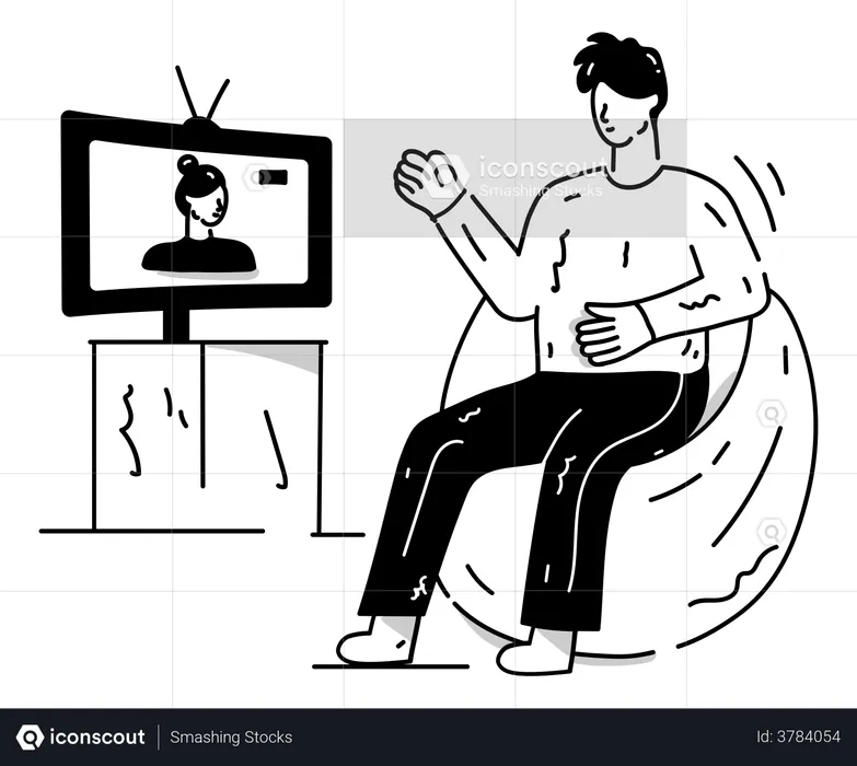 Man Watching TV  Illustration