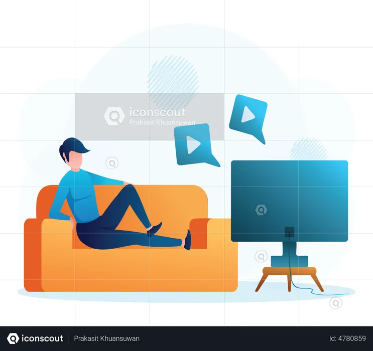 Man watching TV  Illustration