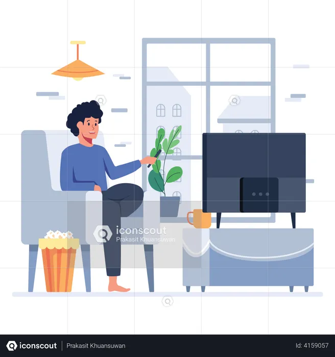 Man watching tv  Illustration