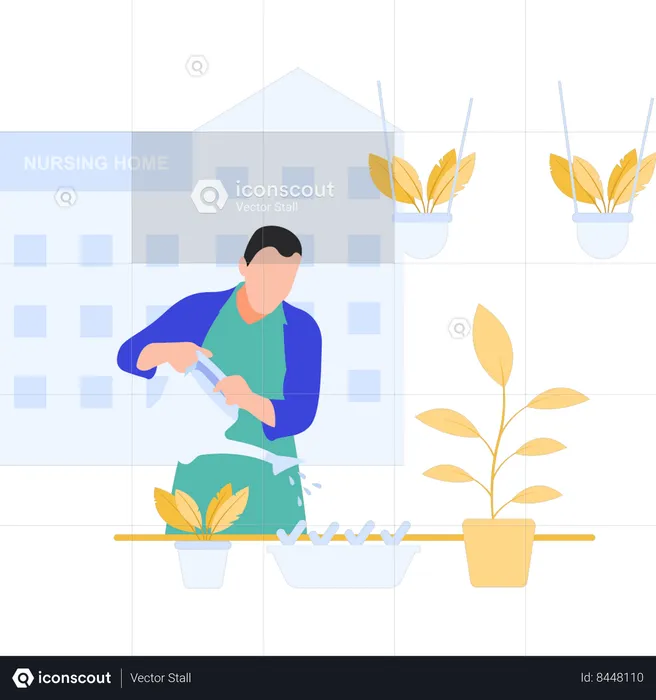 Man watering plants  Illustration