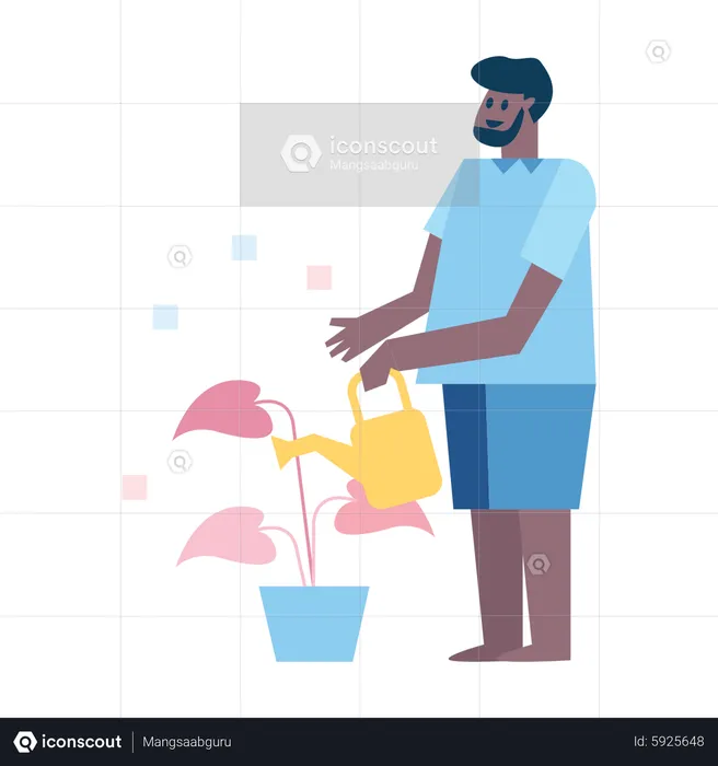 Man watering plants  Illustration