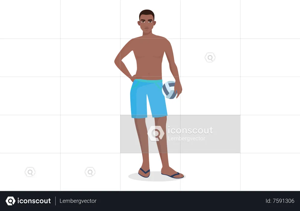 Man wearing beach shorts  Illustration