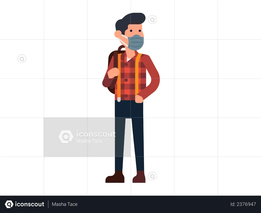 Man wearing facemask  Illustration