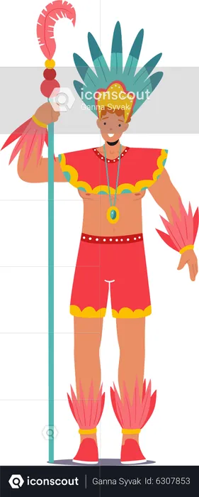 Man Wearing Festival Costume  Illustration