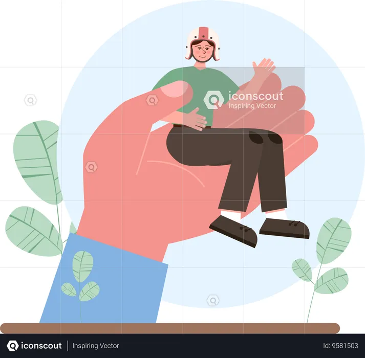 Man wearing helmet for life safety  Illustration