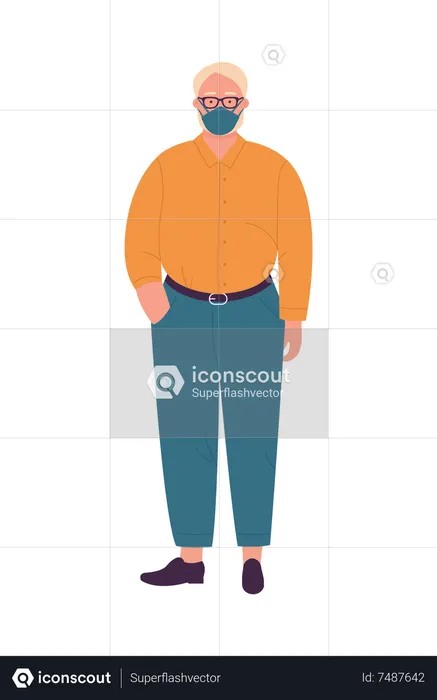 Man Wearing Mask  Illustration