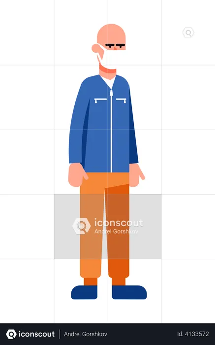 Man wearing medical mask  Illustration