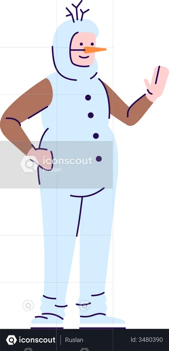 Man wearing snowman costume  Illustration