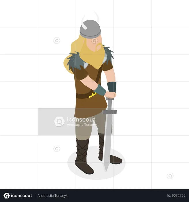 Man wearing viking costume  Illustration