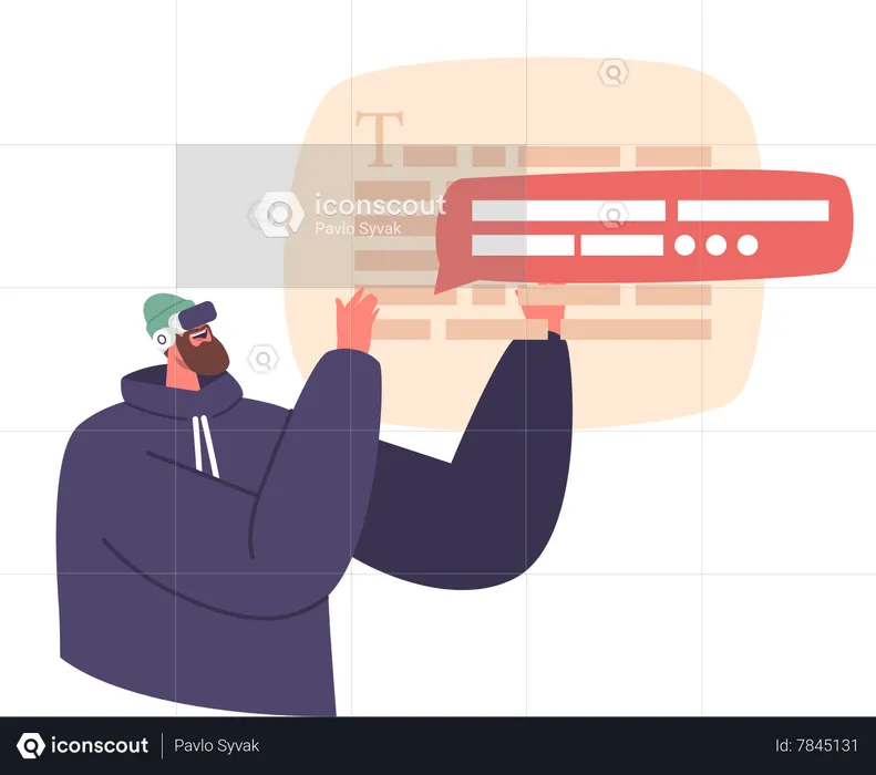 Man Wearing Vr Glasses Engages In Virtual Communication  Illustration