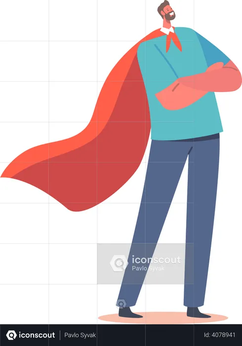 Man wears red cloak  Illustration